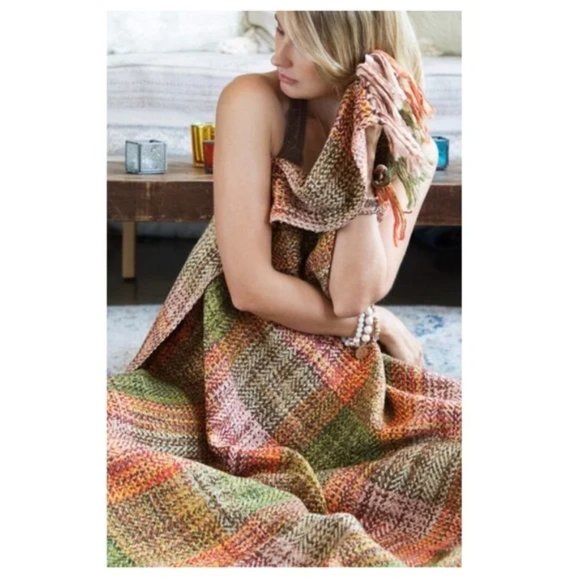 Premium Chunky Yarn Plaid Blanket, Color: Citrus Chamomile - Picture 6 of 9